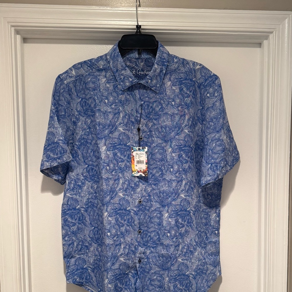 NWT!! Robert Graham Blue Paisley Casual Button Down Shirt. Men’s XL